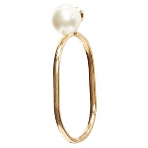Dior Tribale Double Pearl Gold Large Oval Hoop Statement Stud Earrings Pair